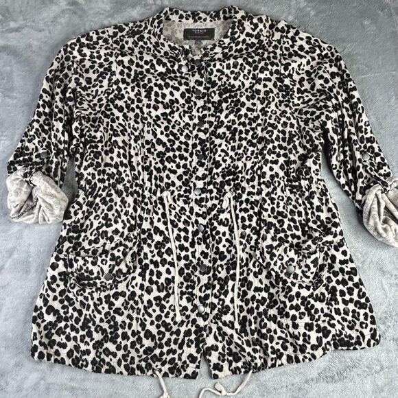 Torrid Jacket Womens 2 Leopard Animal Print Utility Snap Button Drawstring Pocke - Picture 1 of 14